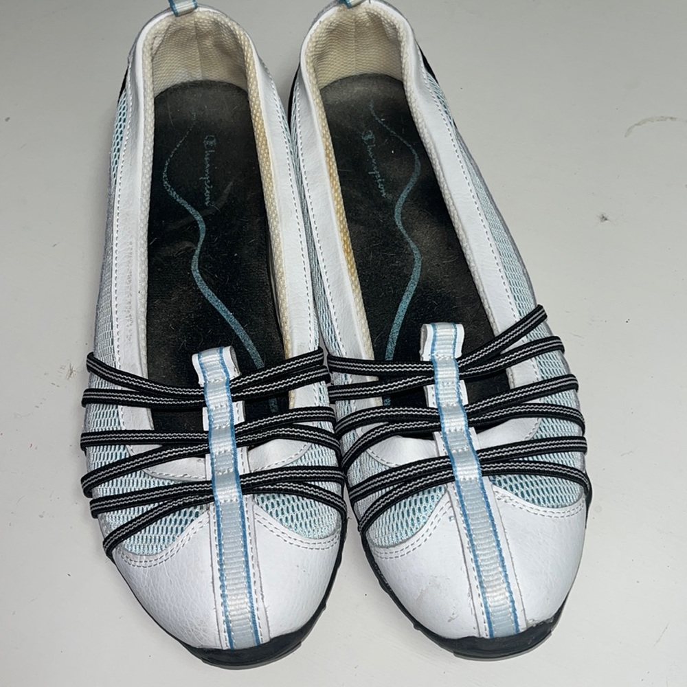 Champion slip on flat women’s size 11 blue and white